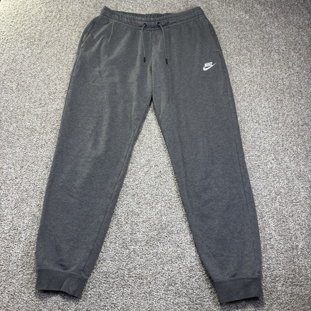 Nike Sweatpants Mens Medium Gray Fleece Joggers Elastic Waist Pockets Lounge